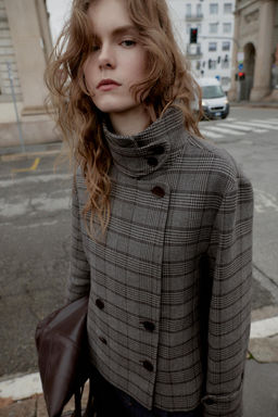 CHECKED DOUBLE-BREASTED JACKET - Zara фото 5