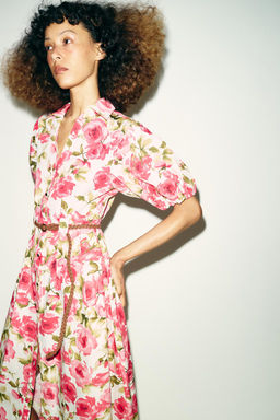 FLORAL PRINT MIDI DRESS WITH BELT - Zara фото 6