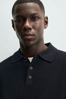 COTTON/LYOCELL KNIT POLO SHIRT - Zara фото 5