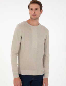 Kum Melanj Slim Fit Bisiklet Yaka Y_n Kar___ml_ Triko Kazak - Pierre cardin фото 3