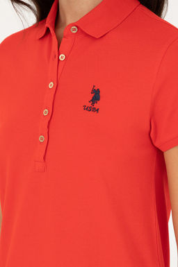 Платье G082GL075 Polo Yaka мини красное из хлопка