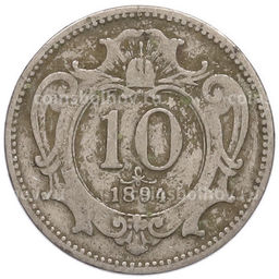 Монета 10 геллеров 1894 года Австрия