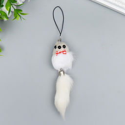 Цена за 12 шт. Брелок для ключей на подвеске Пушистик. Мышонок белый, на сумку, рюкзак, 8.5?3.5?3.5 см, МИКС