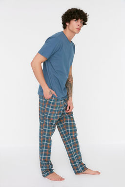 TRENDYOL MAN Lacivert Ekose Orme %100 Pamuk Regular Fit Pijama Tak?m? THMSS21PT0328 - Trendyolmilla фото 3