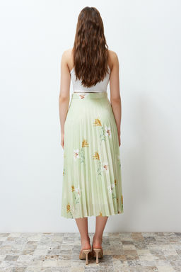 TRENDYOLMILLA Cok Renkli Cicek Desenli Pliseli Saten Kumas Maxi Boy Dokuma Etek TWOSS24ET00141 фото 6