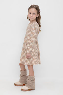 Crockid _ КР 5892/бежевый,гусиная лапка к507 платье для дев  фото 4