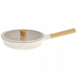 Zeidan Сковорода алюминиевая д26см, h5,5см, стеклянная крышка с силиконовым ободком и деревянной ручкой, внешнее жаропрочное антипригарное покрытие, внутреннее антипригарное покрытие Neogres, индукционное дно, силиконовые накладки, литая, подароч - Домашняя мода фото 2