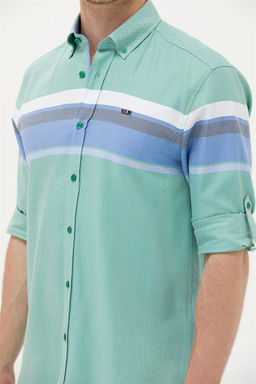 Мужская зеленая рубашка с длинным рукавом - U.s. polo assn фото 14
