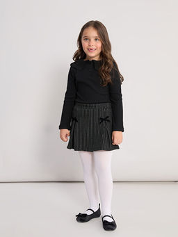 Beli Lastikli ?izgili K?z ?ocuk ?ort Etek