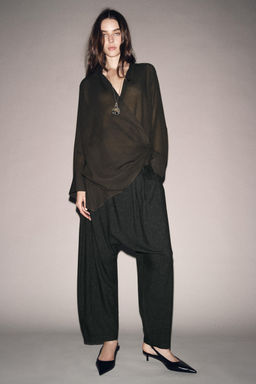 ZW COLLECTION ASYMMETRIC WOOL BLEND SURPLICE TOP