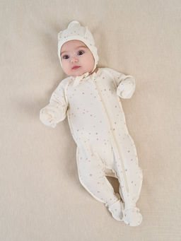 Слип с закрытой ножкой Бежевые звезды 0+