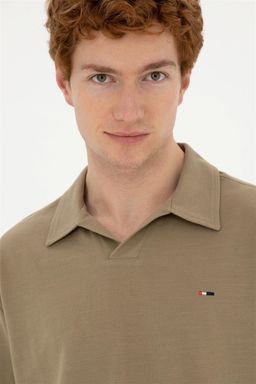 Футболка U.S. Polo Assn цвета хаки из хлопка с полиэстером  фото 2