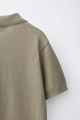 POLO ALGOD?N LINO RAYAS / Khaki claro - Zara фото 4