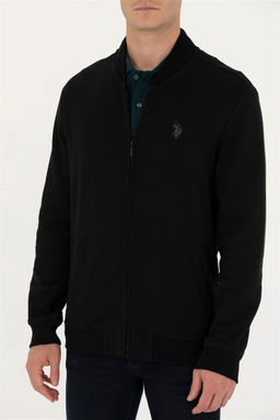 U. S. Polo Assn Мужской черный вязаный кардиган с воротником стойкой - U.s. polo assn фото 6