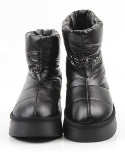 04-WA003-1M BLACK Ботинки зимние женские (натуральная кожа, курточная ткань, 100% шерсть)