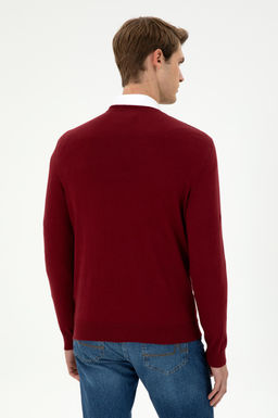 Мужской бордово-красный базовый свитер - U.s. polo assn фото 5