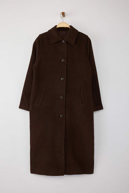 Kahverengi Mono Kapama Oversize Uzun Kaban TWOAW26KB00033 - Trendyolmilla фото 5