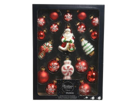Decoris / Набор стеклянных елочных игрушек 'Санта' 20 шт