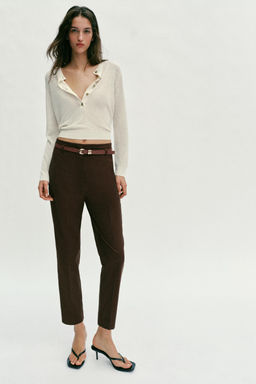 PANTAL?N TIRO ALTO CINTUR?N / Marr?n - Zara фото 4