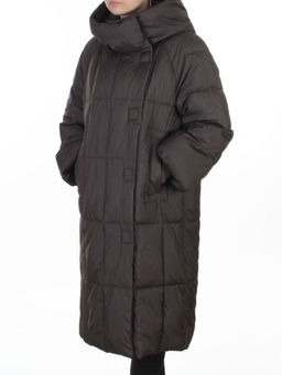 8892 GRAY/BROWN Пальто зимнее женское (200 гр. холлофайбер)