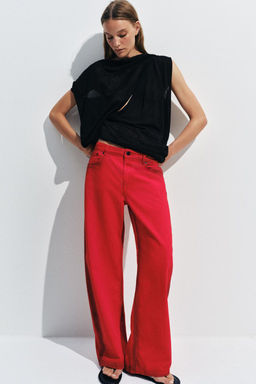 JEANS ZW COLLECTION WIDE LEG TIRO BAJO / Rojo - Zara фото 13