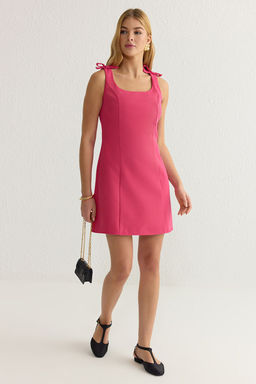 Fusya A Kesim Fiyonklu Mini Dokuma Elbise TWOSS25EL00267