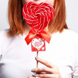 Леденец XXL на палочке Люблю тебя: сердце, клубника, 120 г.