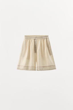 CONTRAST LINEN BLEND BERMUDA SHORTS - LIMITED EDITION - Zara фото 5