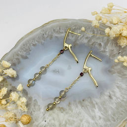 Серьги из Лабрадора и Граната с цепочкой - Радуга самоцветов фото 6