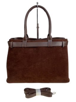 Женская сумка из искусственной замши, цвет тёмно коричневый - Greta фото 2