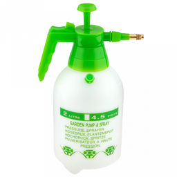 Опрыскиватель-распылитель садовый, помповый 2л, д13см h32см, с клапаном, наконечник латунь, корпус пластм., с мерной шкалой, д/горла 3,4см, упак. п/эт (Китай)