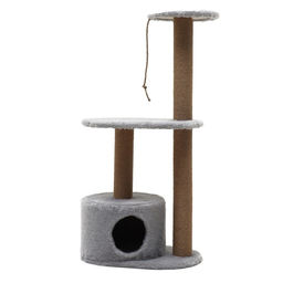 Комплекс для кошек с когтеточкой, с круглым домом, 2 полками, 60 х 40 х 100 см, серый - Simaland фото 2