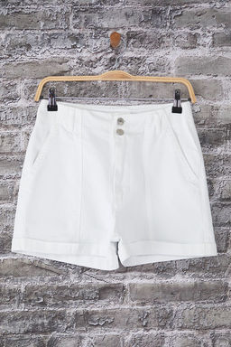 Trendyolmilla Beyaz Dikis Detayl? Yuksek Bel City Boy Denim Sort TWOSS25SR00197 фото 5