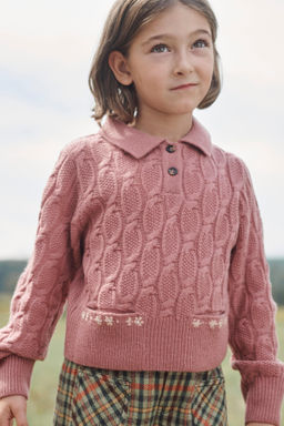 100% WOOL CABLE KNIT POLO SHIRT LIMITED EDITION - Zara фото 2