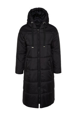 TRENDYOLMILLA Siyah Kapusonlu Su Itici Uzun Sisme Mont TWOAW24MO00136  фото 11