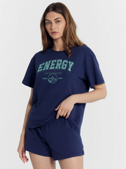 Комплект женский (джемпер, шорты) темно-синий с печатью т.синий +печать 592519 - Mark formelle фото 2