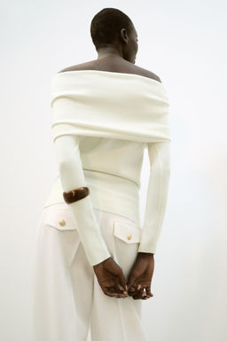 JERSEY PUNTO OFF SHOULDER / Blanco - Zara фото 5