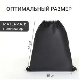 Цена за 2 шт. Мешок для обуви на шнурке, для спорта и школы, 35×0.5×43 см, чёрный