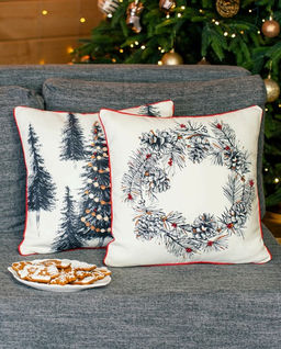 Комплект из2 наволочек с красными бусинами и красным кантом