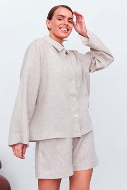 Рубашка короткая S021_LBGE/Светло-бежевый