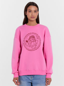 Свитшот женский розовый новогодний с печатью