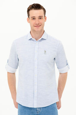 U. S. Polo Assn / Мужская синяя рубашка с длинным рукавом - U.s. polo assn фото 3