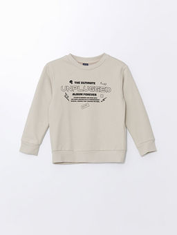 Bisiklet Yaka Bask?l? Erkek ?ocuk Sweatshirt