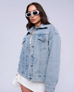 K11860 Джинсовая рубашка OVER SIZE ГОЛУБОЙ