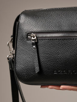Сумка кожаная через плечо Azaro 3684 черный никель