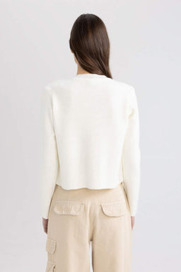 Приталенный кардиган с круглым вырезом - Defacto фото 6