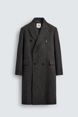 LIMITED EDITION WOOL BLEND HERRINGBONE DOUBLE-BREASTED COAT - Zara фото 7