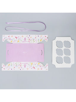 Цена за 5 шт. Коробка для капкейка, кондитерская упаковка, 6 ячеек 8 марта,23?16?7.5 см