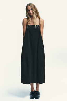 MIDI DRESS WITH PLEATED BACK