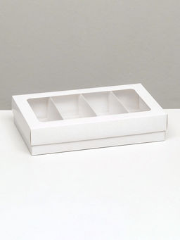 Цена за 2 шт. Коробка для макарун, с ложементом, белая 26.5×16.5×5.5 см